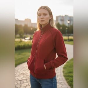 Vintage Ferrari Zip up Jacket-Mock Neck-LongSleeves-Front Pockets-Size L(S/M)